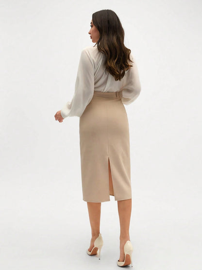 Fusta Dama, Midi, Eleganta, Talie Inalta