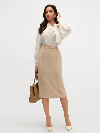 Fusta Dama, Midi, Eleganta, Talie Inalta