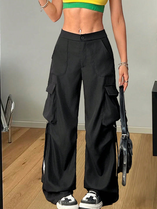 Pantaloni Cargo Dama, Croiala Regular, Talie Inalta