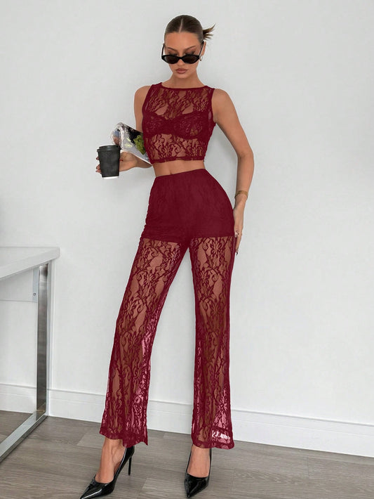 Set Dama, Dantela, Top & Pantaloni