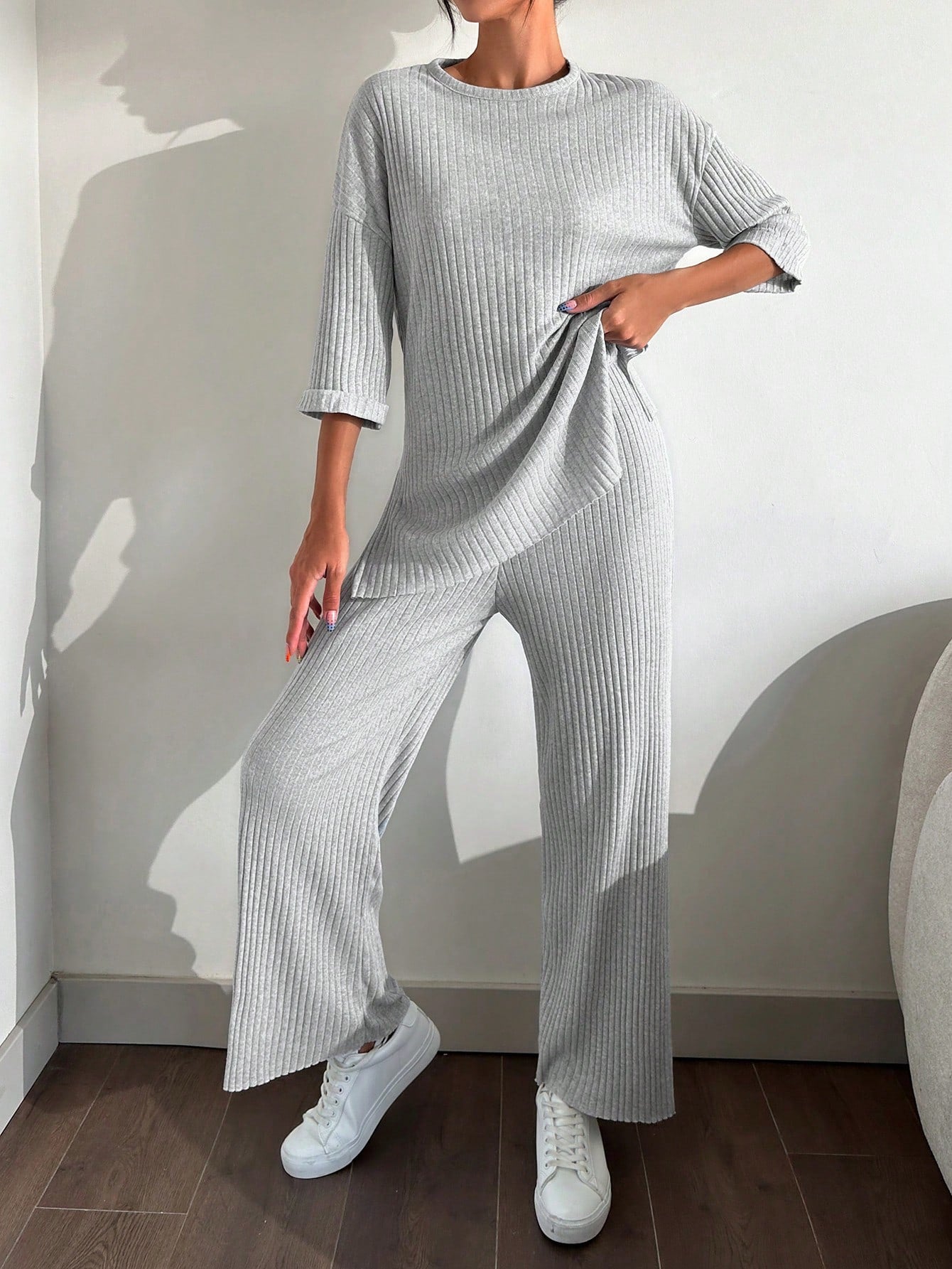 Compleu Dama, Bluza Cu Maneci 3 Sferturi & Pantaloni Croiala Dreapta