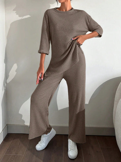 Compleu Dama, Bluza Cu Maneci 3 Sferturi & Pantaloni Croiala Dreapta