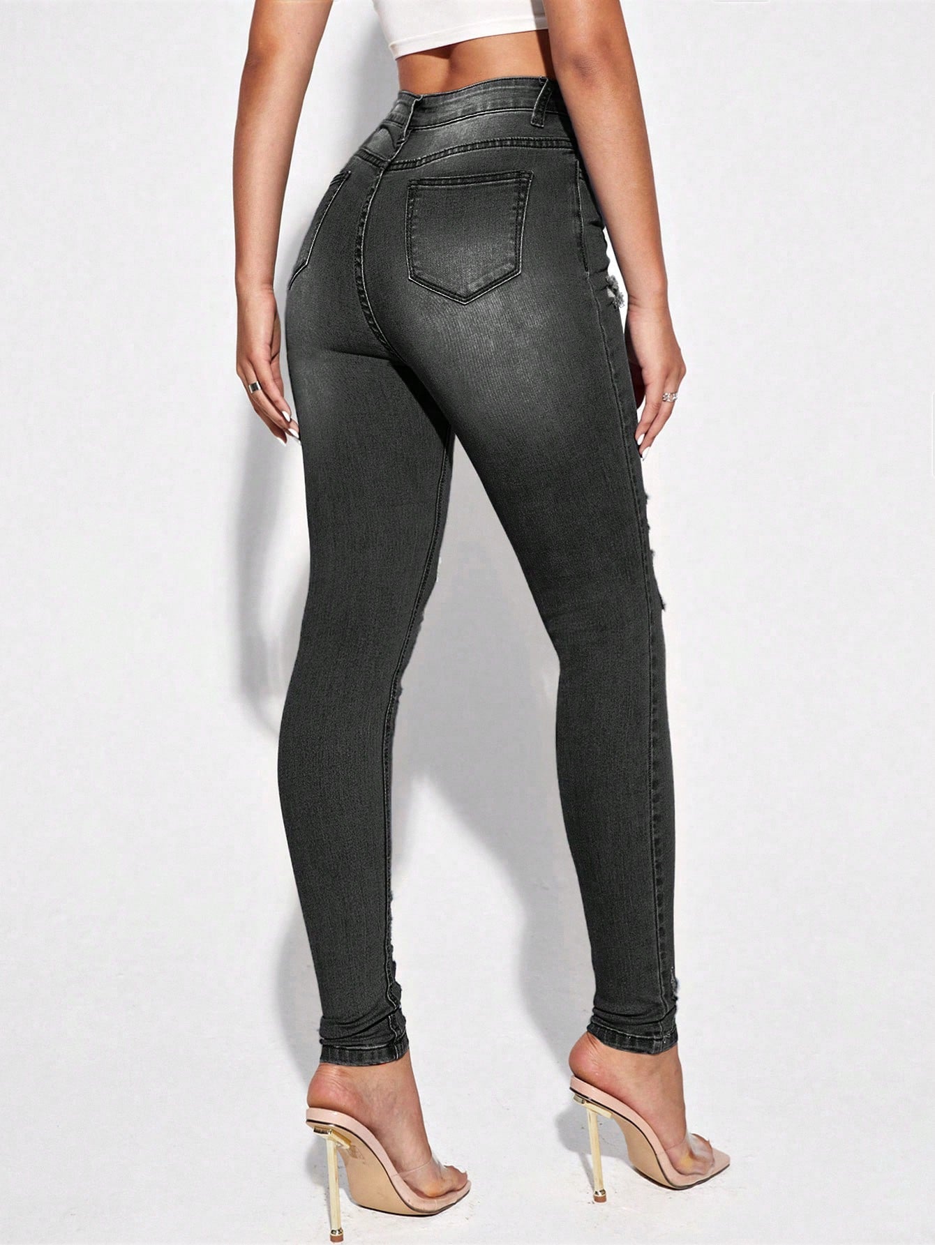 Blugi Dama, Croiala Slim Fit, Ripped & Distressed