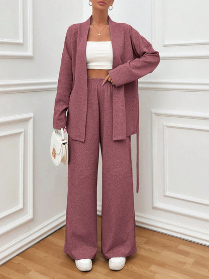 Compleu Dama, Tip Kimono, Bluza Cu Cordon & Pantaloni Comozi